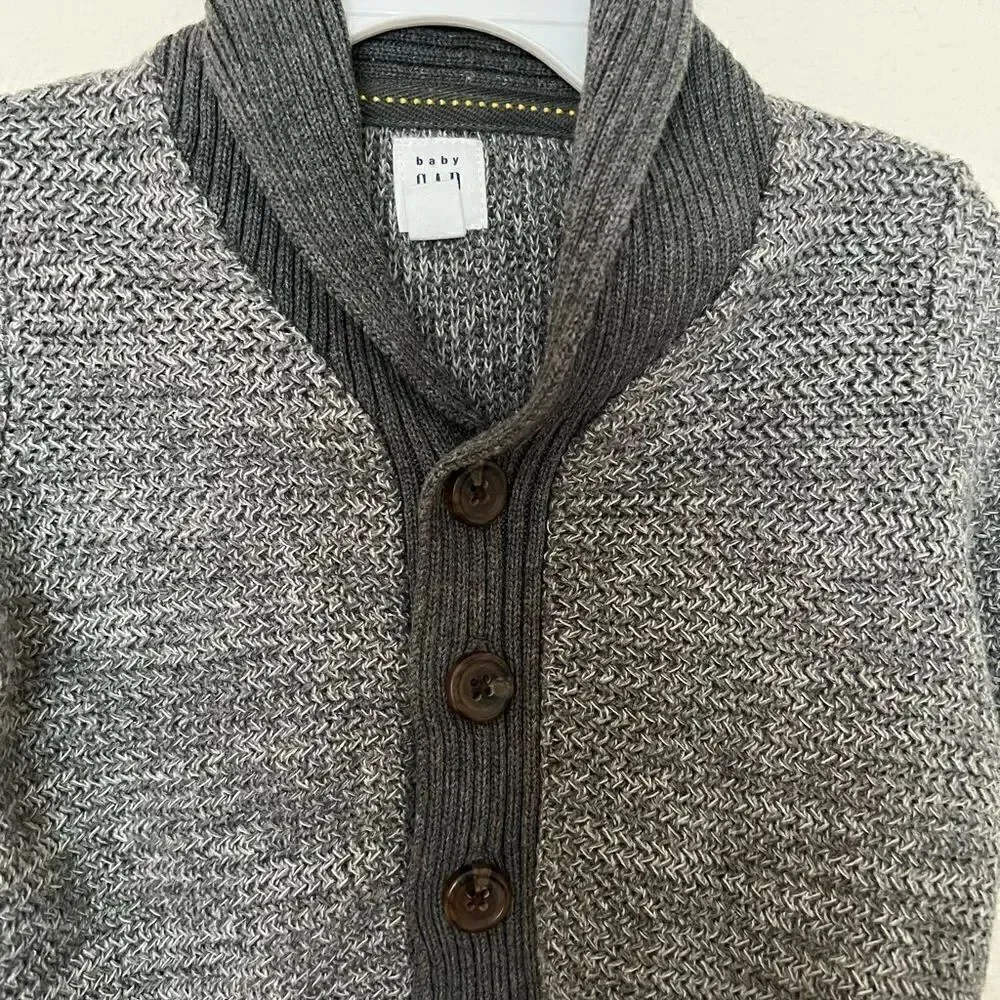 BABY BOY GRAY CARDIGAN SWEATER BY BABY GAP SIZE 3-6 MONTHS